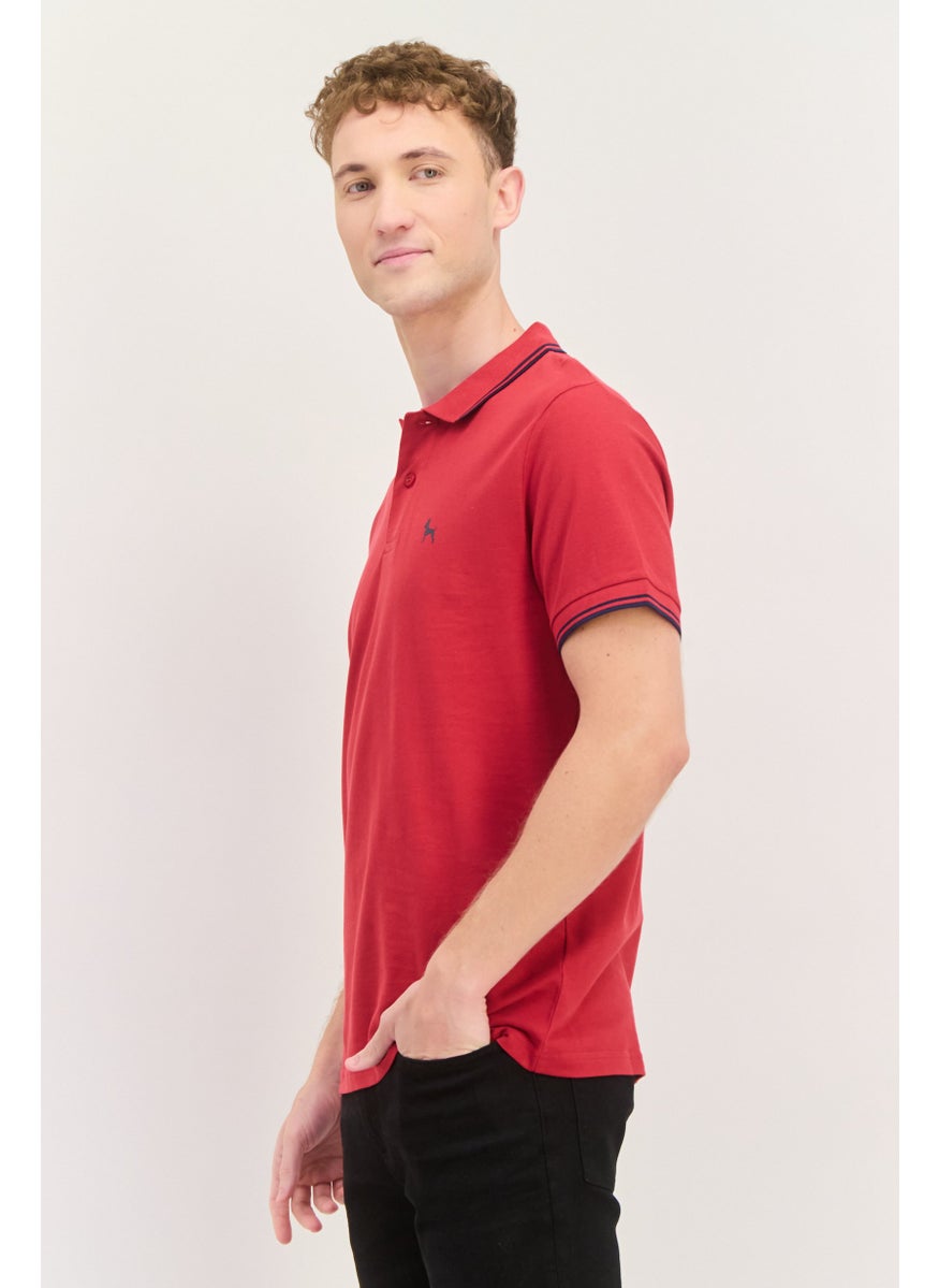 Bewley & Ritch - Men Regular Fit Brand Logo Short Sleeves Polo, Red - Image 1