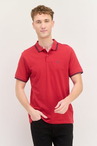 Men Regular Fit Brand Logo Short Sleeves Polo, Red - pzsku/ZBA4B4C78825B46BFD15EZ/45/1746202327/3df90b96-2fc1-4837-8dbb-037db0e991d3