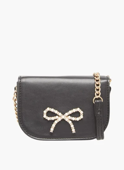 Little Missy Girls Pearl Embellished Crossbody Bag with Magnetic Button Closure