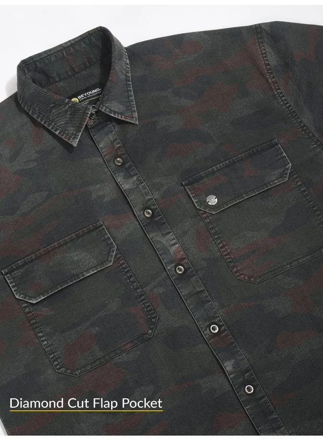 Beyoung Black Camo Print Urban Shirt for Men
