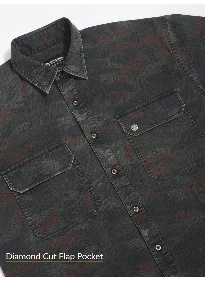 Beyoung - Black Camo Print Urban Shirt for Men - Image 1