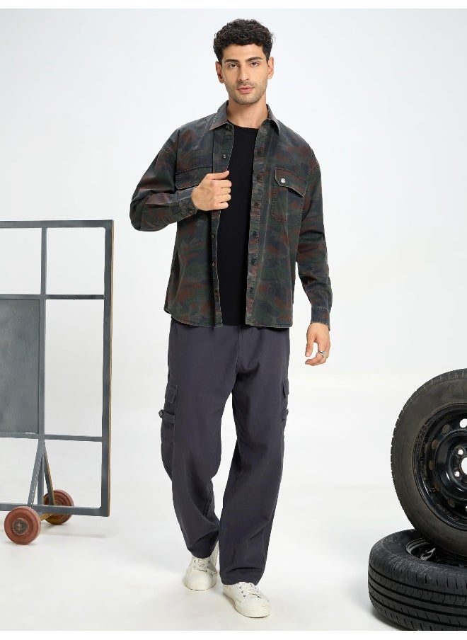 Beyoung - Black Camo Print Urban Shirt for Men - Image 1