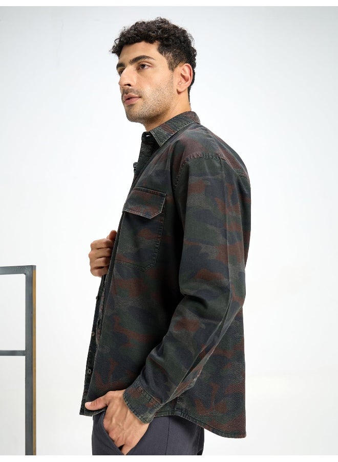 Beyoung - Black Camo Print Urban Shirt for Men - Image 1