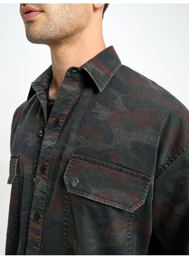 Beyoung - Black Camo Print Urban Shirt for Men - Image 1