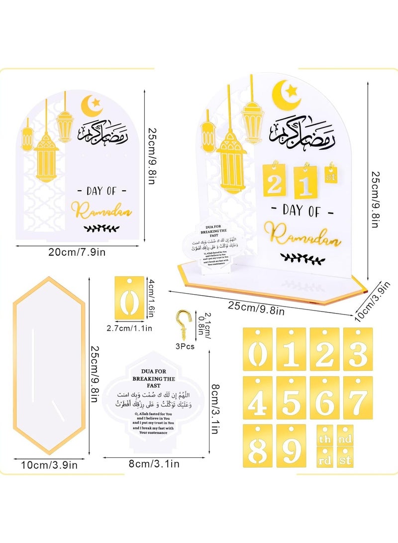 Eworld Ramadan Wooden Advent Calendar, Elegant Countdown Decoration with Acrylic Craft Ornaments for Home, Eid Celebrations, and Kids' Gifts, Featuring a 30-Day Countdown - Image 2