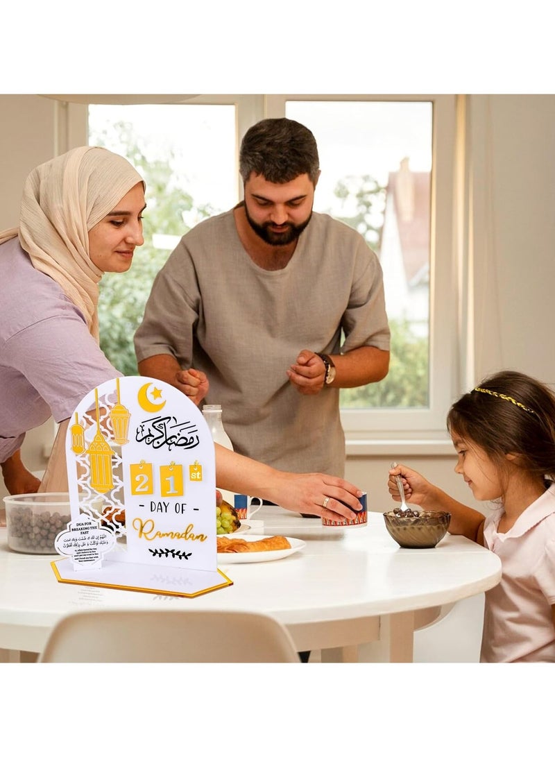 Eworld Ramadan Wooden Advent Calendar, Elegant Countdown Decoration with Acrylic Craft Ornaments for Home, Eid Celebrations, and Kids' Gifts, Featuring a 30-Day Countdown - Image 5
