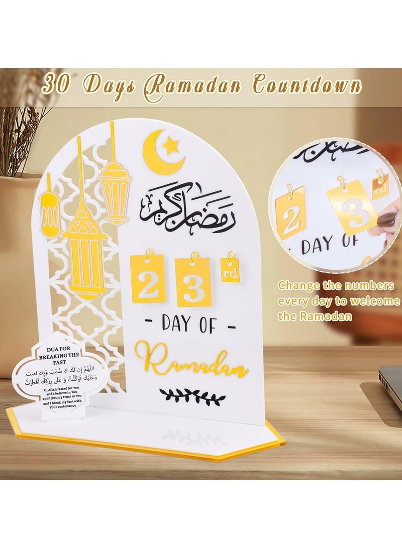 Eworld Ramadan Wooden Advent Calendar, Elegant Countdown Decoration with Acrylic Craft Ornaments for Home, Eid Celebrations, and Kids' Gifts, Featuring a 30-Day Countdown - Image 3