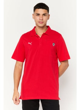 Puma x Scuderia Ferrari Men Sportswear Fit Short Sleeves Outdoor Polo Shirt, Red  - Image 1