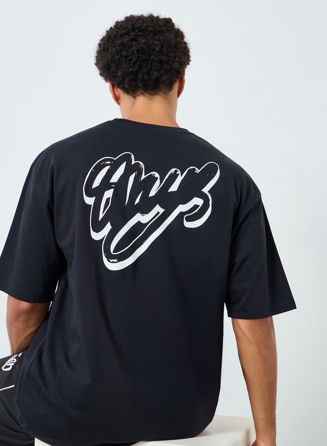 Styli Men Black Graphic Print Oversized T-Shirt - Image 5