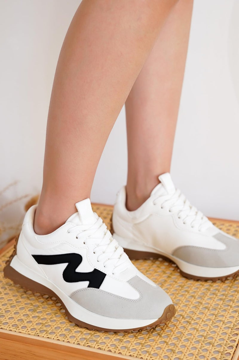 Project Cloud Trendy Fashion Sneakers for Women 2026 - Memory Foam and Non-Slip Comfortable Casual Ladies Shoes for Womens Fashion Sneakers - Lightweight Lace-up Shoes (Lecco,WHITMULT,8.5) - Image 2