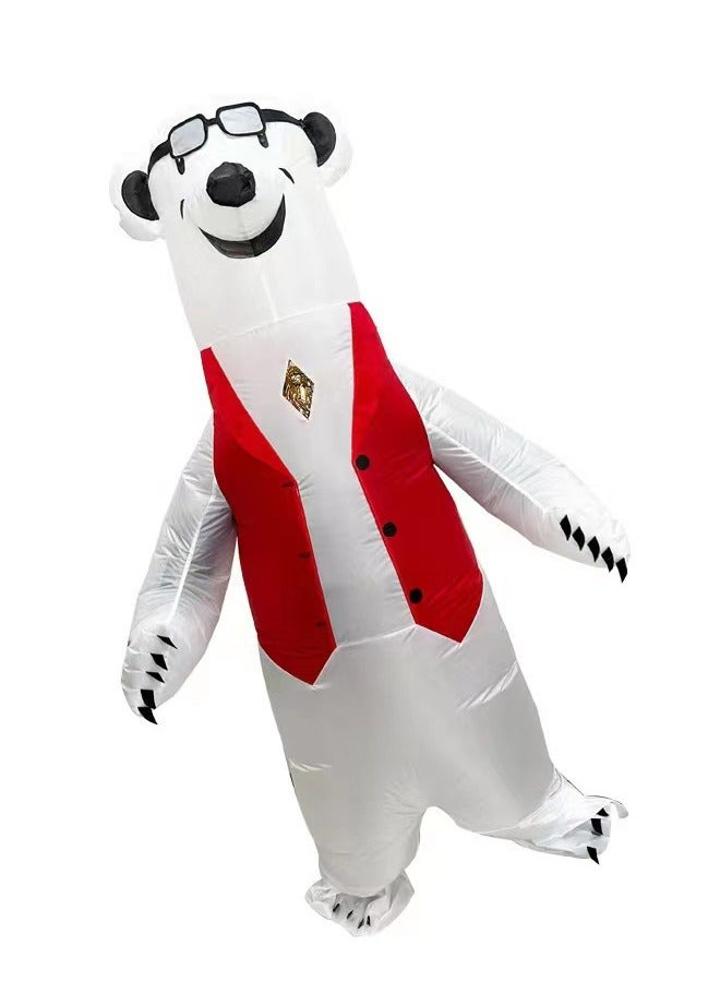 سترة جسم كاملة من الأزياء منдуدة زي منفوخ للبالغين أبيض/أحمر - Image 2