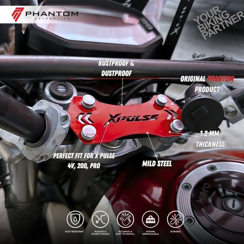 Phantom Hero X-Pulse Name Plate – Durable & Stylish Motorcycle Badge OEM Fit for X-Pulse 200/4V | Easy Installation (Red) - Image 3