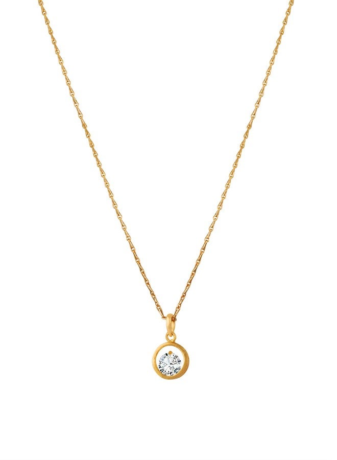 JFL - Jewellery for Less Western Fashion Gold Plated Cubic Zircon Center Solitaire Pendant with Chain for Women and Girls.,Valentine - Image 3