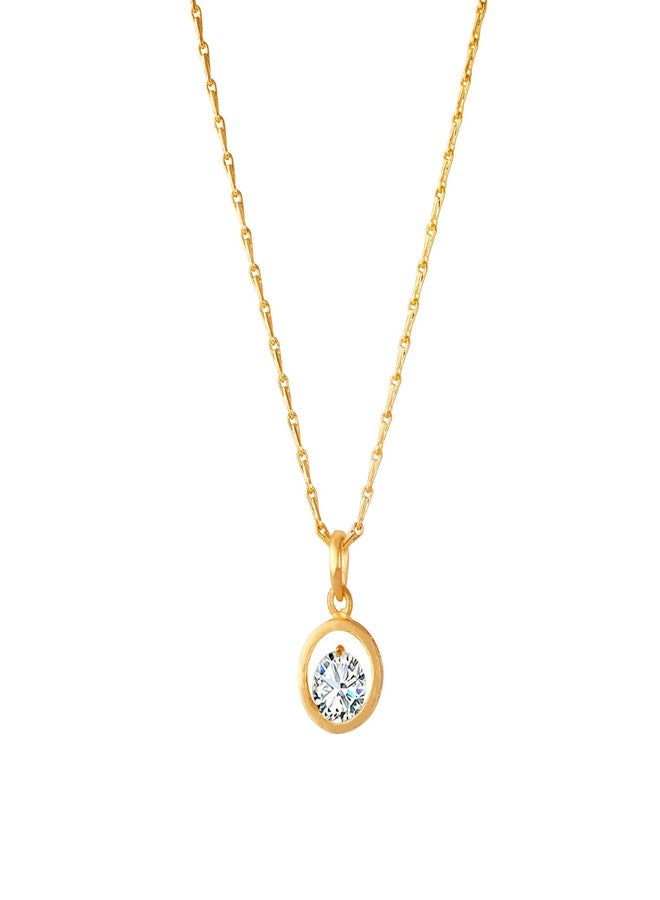 JFL - Jewellery for Less Western Fashion Gold Plated Cubic Zircon Center Solitaire Pendant with Chain for Women and Girls.,Valentine - Image 1