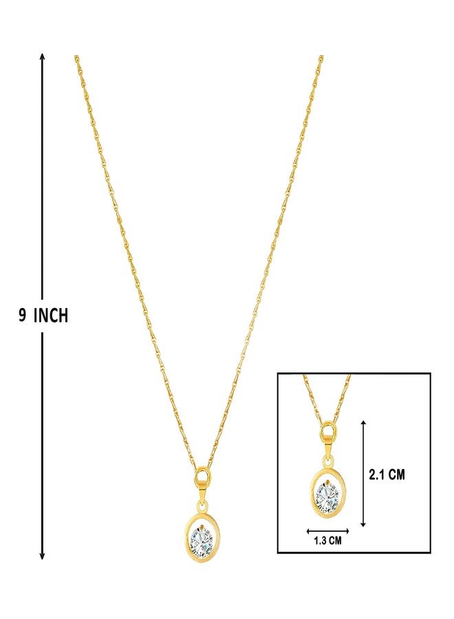 JFL - Jewellery for Less Western Fashion Gold Plated Cubic Zircon Center Solitaire Pendant with Chain for Women and Girls.,Valentine - Image 4