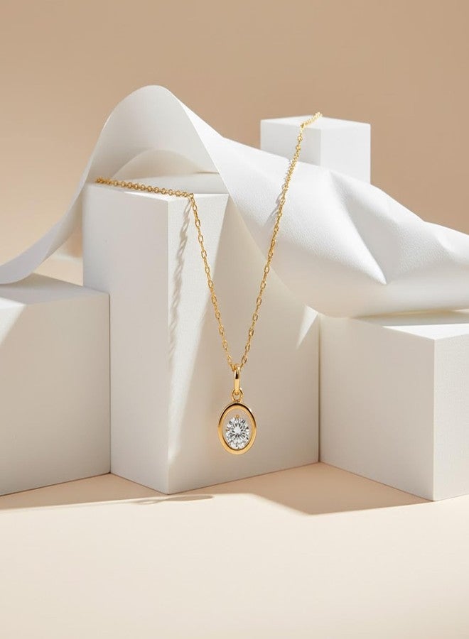 JFL - Jewellery for Less Western Fashion Gold Plated Cubic Zircon Center Solitaire Pendant with Chain for Women and Girls.,Valentine - Image 2