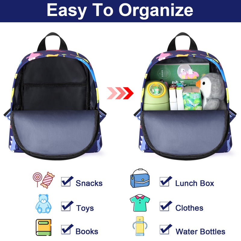 Accmor Toddler Backpack Leash with Anti Lost Wrist Link, Cute Mini Child Walking Harnesses Keep Kids Close Back Pack Rope Tether Rein for Baby Boys (Navy Blue/Dino) - Image 3