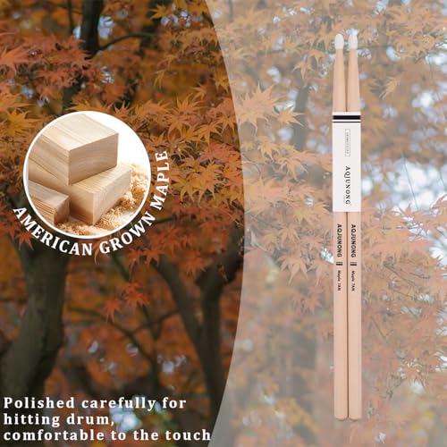AQJUNONG Drum Sticks, 7A Drumsticks Nylon Tip Set for Acoustic Drums or Electronic Drums, Maple Drum Sticks 7A for Drummers and Beginners (12 Pair) - Image 4
