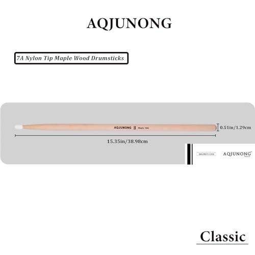 AQJUNONG Drum Sticks, 7A Drumsticks Nylon Tip Set for Acoustic Drums or Electronic Drums, Maple Drum Sticks 7A for Drummers and Beginners (12 Pair) - Image 2