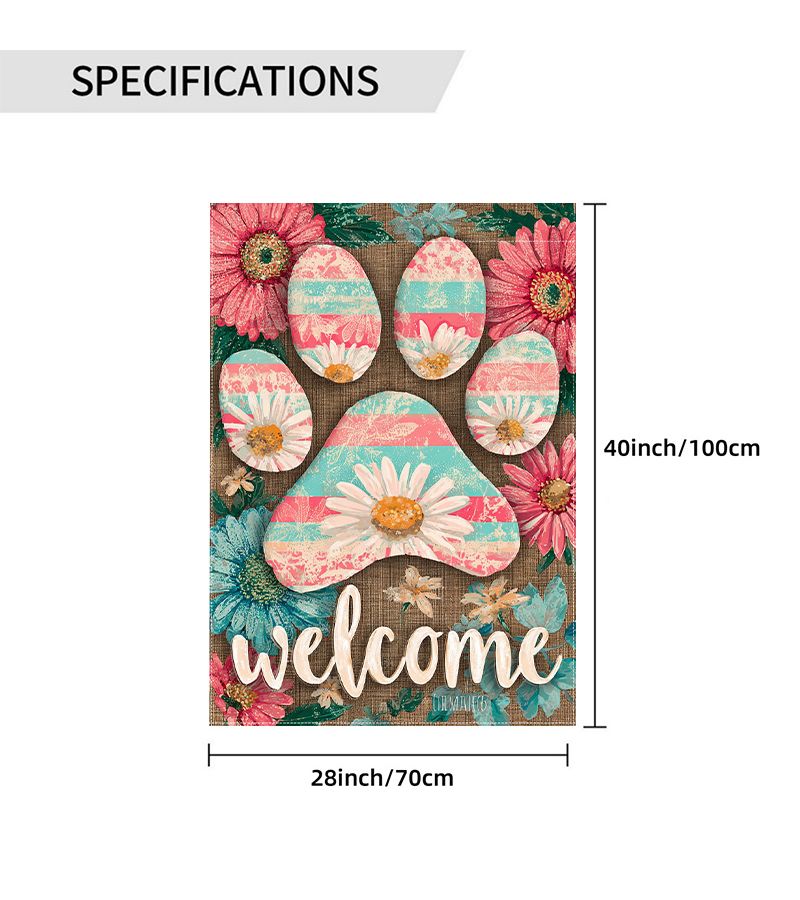 Spring Theme Garden Flag Dog Claws Daisy Stripes 12x18inch Home Yard Decor - Image 3