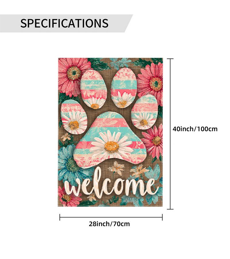 Spring Theme Garden Flag Dog Claws Daisy Stripes 12x18inch Home Yard Decor - Image 4