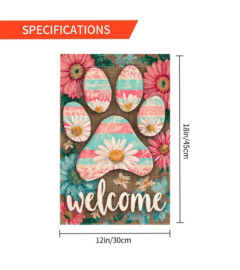 Spring Theme Garden Flag Dog Claws Daisy Stripes 12x18inch Home Yard Decor - Image 5