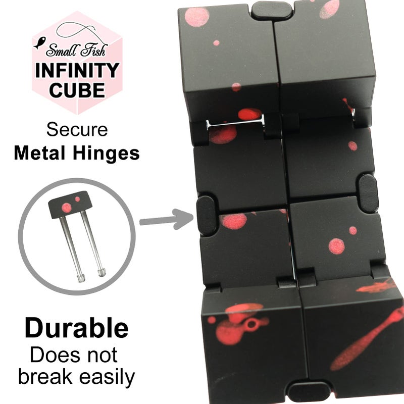 SMALL FISH Fidget Infinity Cube - Built-in Metal Never Ending Infinity Cube, Cool Sensory Infinite Fidget Toy for Stress and Stress Relief, Best for Adults and Kids with Autism,and ADHD (Black-Red) - Image 4