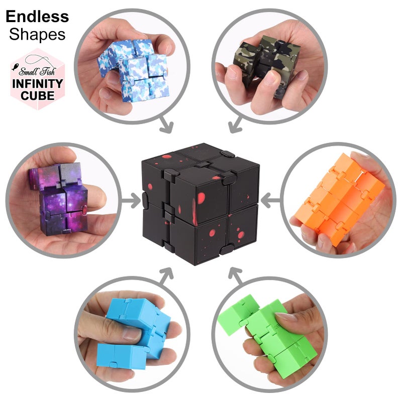 SMALL FISH Fidget Infinity Cube - Built-in Metal Never Ending Infinity Cube, Cool Sensory Infinite Fidget Toy for Stress and Stress Relief, Best for Adults and Kids with Autism,and ADHD (Black-Red) - Image 5