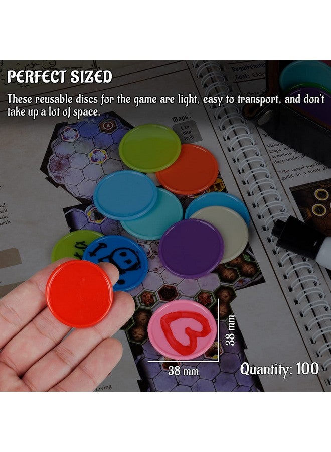 CZYY DND Wet & Dry Erase Tokens Set of 100 Colorful Blank Counters - 1.5" Customizable & Reusable Game Discs for Dungeons & Dragons, MTG, Bingo Clips and Any Tabletop RPGs - Image 4