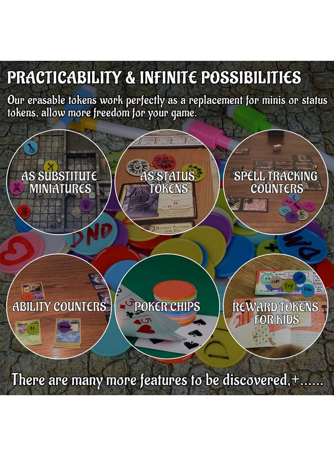 CZYY DND Wet & Dry Erase Tokens Set of 100 Colorful Blank Counters - 1.5" Customizable & Reusable Game Discs for Dungeons & Dragons, MTG, Bingo Clips and Any Tabletop RPGs - Image 2