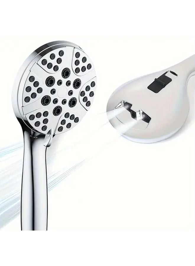 High Pressure 8 Mode Handheld Shower Head Silvery Easy Clean Silicone Nozzle Water Saving - Image 2
