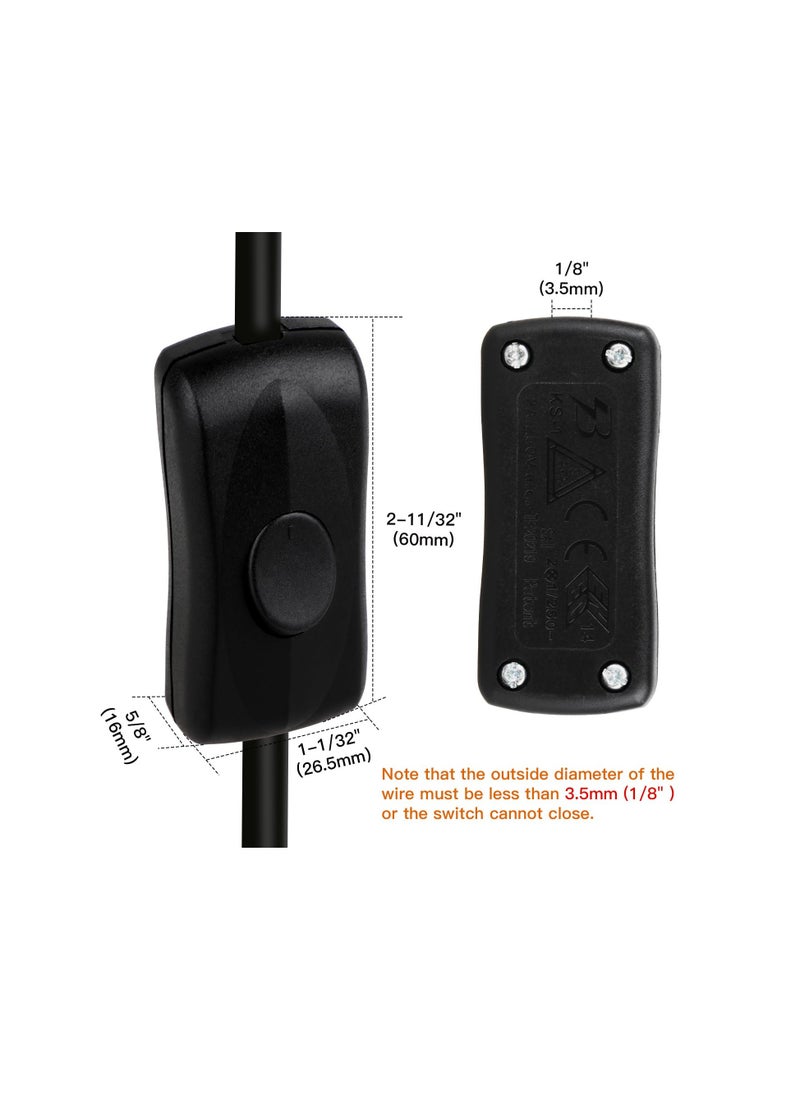 SYOSI - 5 Pcs Inline Switch for Lamps - Black Cord Appliance Switch, Rated 2A 250V - Easy Installation for DIY Lighting Projects - Image 1