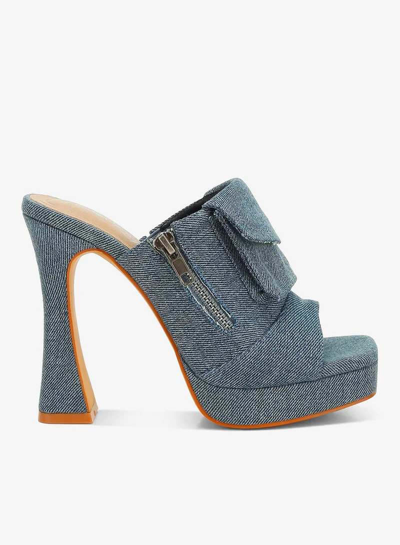 Denim Pouch Detail Sandals