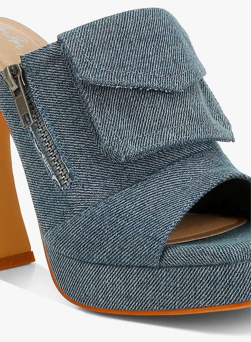 London Rag  Denim Pouch Detail Sandals for Women | Best Price UAE