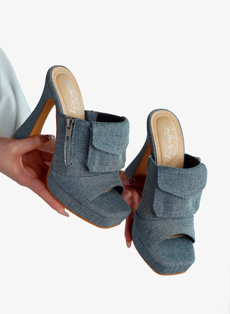 London Rag  Denim Pouch Detail Sandals for Women | Best Price UAE