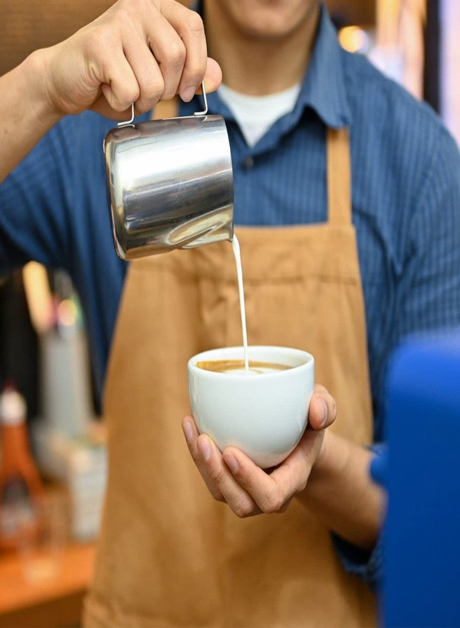 Estink Milk Frothing Pitcher, Stainless Steel Coffee Cup Mug Milk Frothing Pitcher Jug with Lid and Handle Cappuccino Latte Coffee Art for Home Office Kitchen Coffee Shop, Silver(600ml) - Image 2