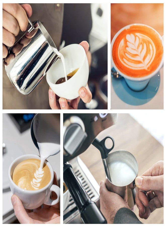 Estink Milk Frothing Pitcher, Stainless Steel Coffee Cup Mug Milk Frothing Pitcher Jug with Lid and Handle Cappuccino Latte Coffee Art for Home Office Kitchen Coffee Shop, Silver(600ml) - Image 4