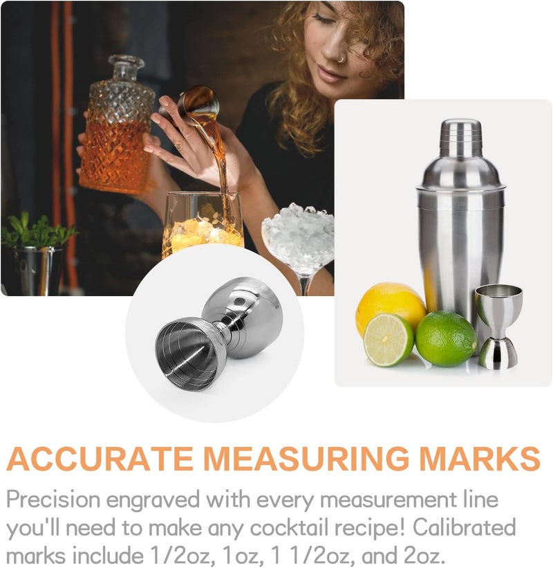 Aten Bell Jigger Stainless Steel Bar Tool,Double head wine measuring device, Cocktail Measuring Jigger, Stainless Steel Measuring Tool for Bartenders With 0.5oz, 1oz, 1.5oz and 2oz Measuring Marks - Image 4