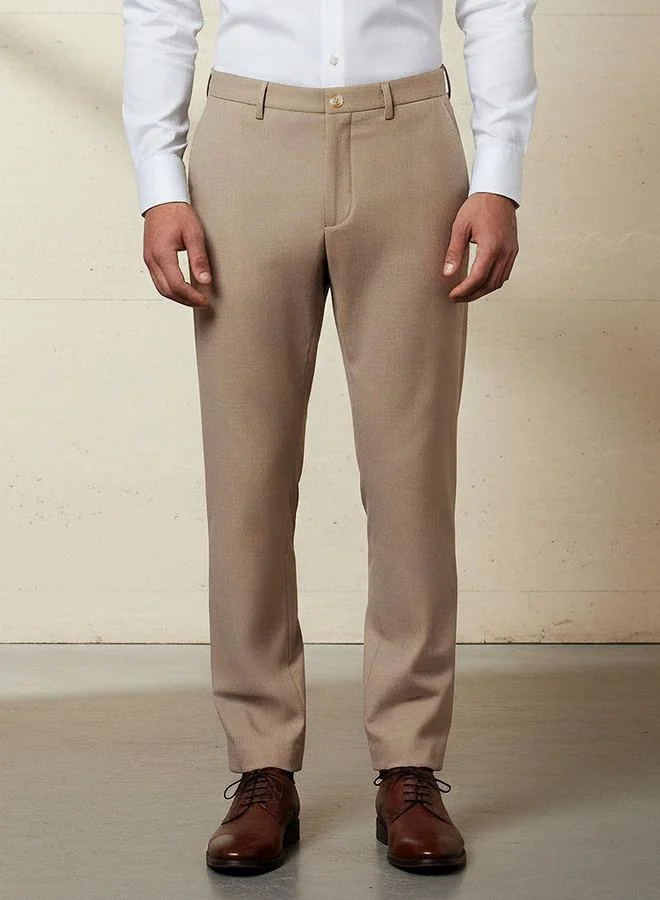 Splash FAV Regular Fit Dobby Flexi Waist Formal Trousers