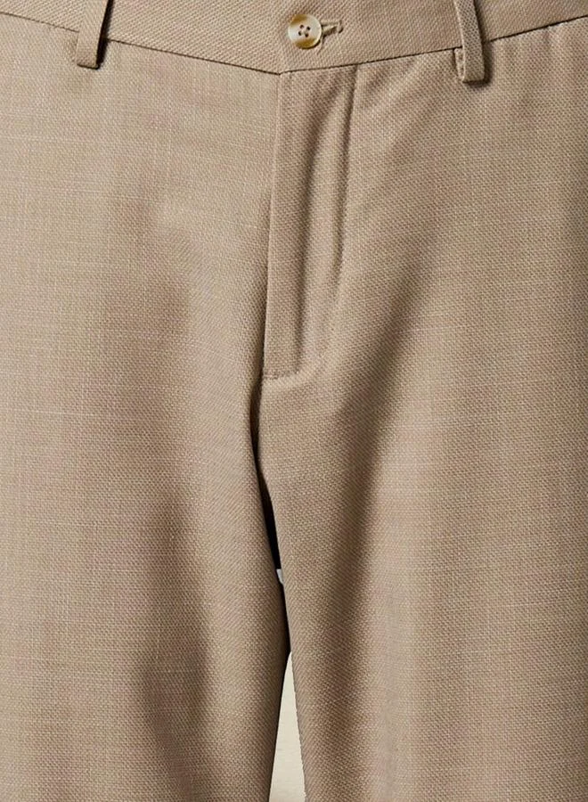 Splash FAV BEIGE Regular Fit Dobby Flexi Waist Formal Trousers for Men | Best Price UAE