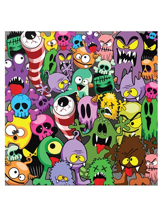 RYN Little Monster Themed Wall Art Multicolour 30x30cm - Image 1