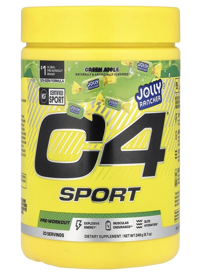 C4 Cellucor C4 Sport Pre Workout Powder - Jolly Rancher Green Apple - NSF Certified for Sport - 200mg Caffeine + Creatine + Beta-Alanine - Electrolytes and Energy Supplement - 20 Servings - Image 1