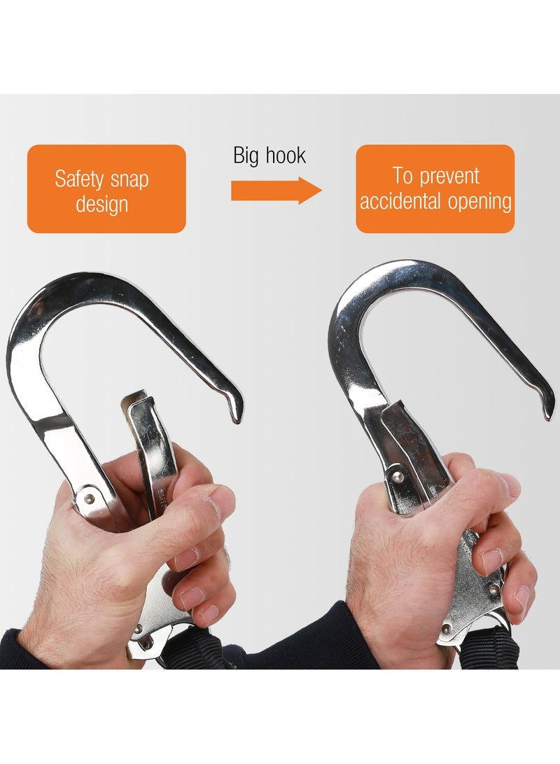 KSEIBI Safety Shock Absorbing Lanyard Webbing with Single Hook, Fall Protection, External Shock Absorber, Heavy-Duty Webbing for Roofer, Construction, Scaffolding PPE, Safety Tools Tested to EN 352. - Image 4