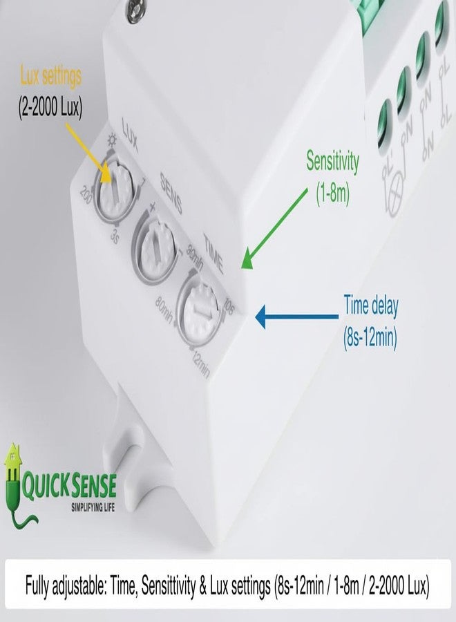 Quick Sense Microwave Motion Sensor (QS-M5B) | 5.8GHz Radar | 360°/180° Detection | Wall & Ceiling Mount | Adjustable Range | Day/Night Light Sensor | Automatic Lighting Control - Image 4