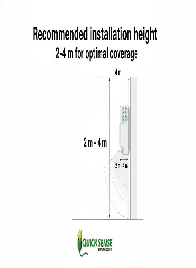 Quick Sense Microwave Motion Sensor (QS-M5B) | 5.8GHz Radar | 360°/180° Detection | Wall & Ceiling Mount | Adjustable Range | Day/Night Light Sensor | Automatic Lighting Control - Image 5