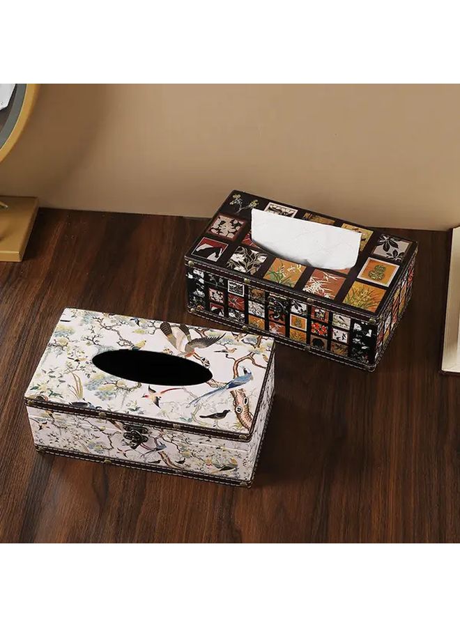 Vintage Wooden Tissue Box Holder Butterfly Playing With Flowers Floral Pattern - Image 5