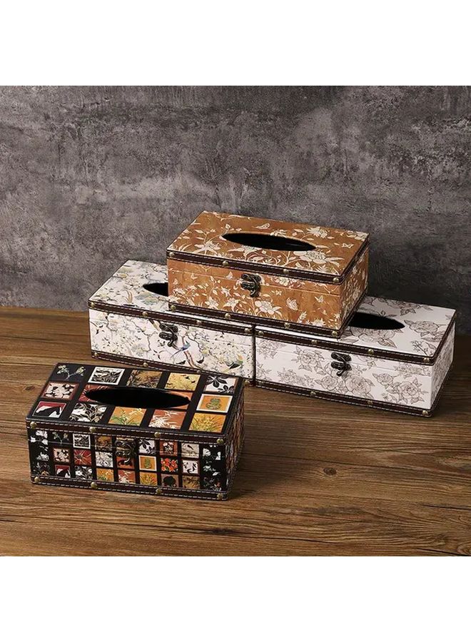 Vintage Wooden Tissue Box Holder Butterfly Playing With Flowers Floral Pattern - Image 4