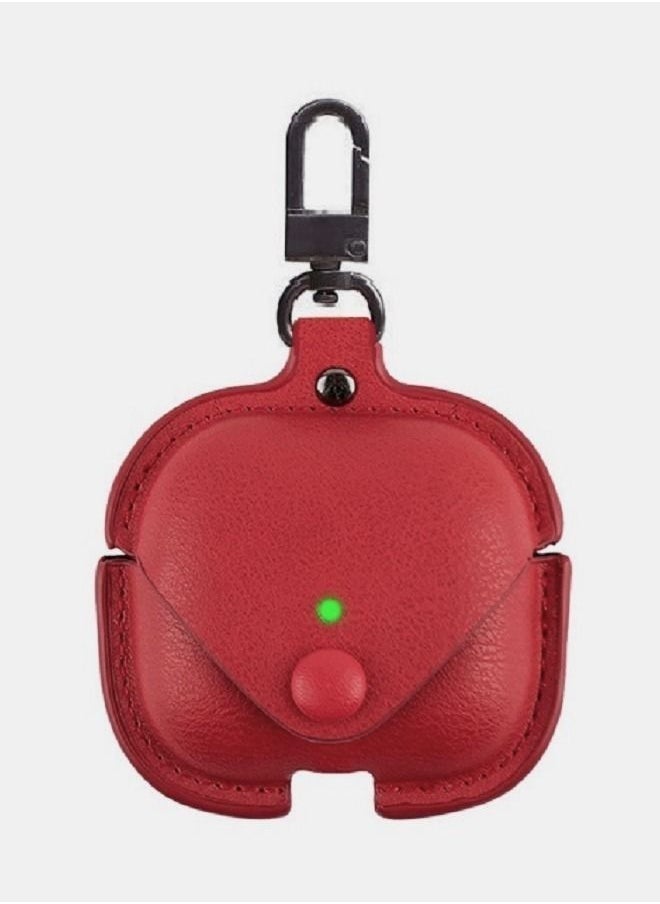 Airpods 3 Leather Case Shockproof Cover with Keychain Compatible with Apple Airpods 3rd Generation Red