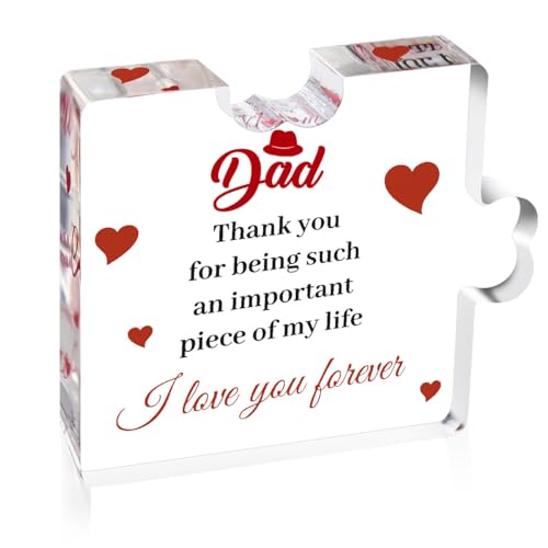 ChunRun Engraved Acrylic Block Puzzle Heartwarming Present Gifts Ideas for Dad from Daughter Son or Mom Unique Thoughtful Fathers Day Birthday Anniversary or Christmas Stocking Stuffers for Men Dad - Image 1