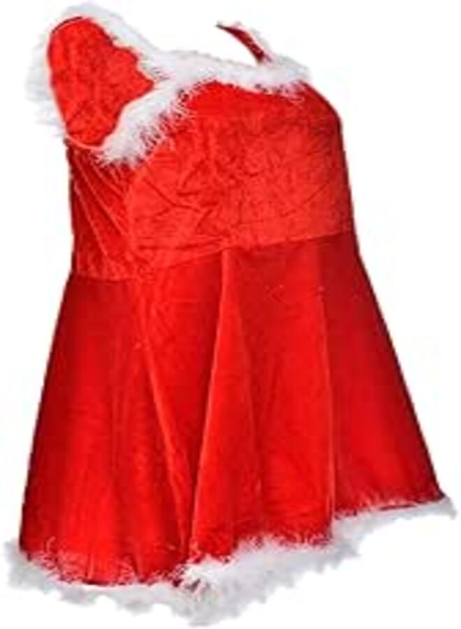 Generic Fabric Fancy Girl Dress Costume With Hat And White Fur For Women Set Of 2 Pieces - Multi Color 